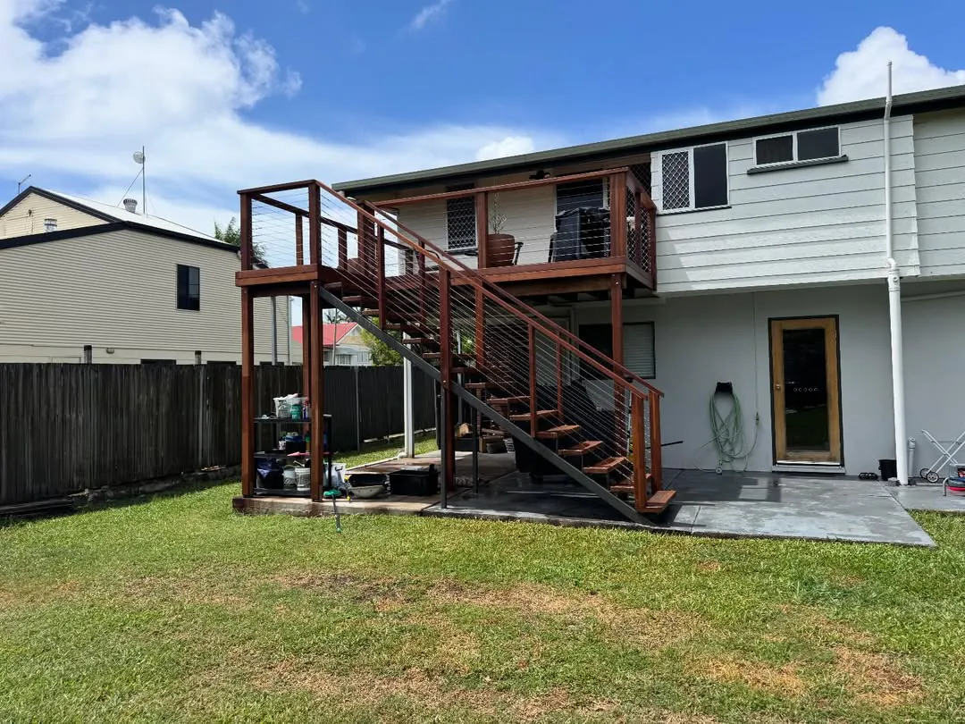 Finished merbau deck and stairs on the back of the house
